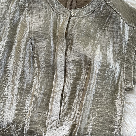 J.Crew Soft Gold Lame' Shirt Dress Sz 4 - Picture 6 of 10